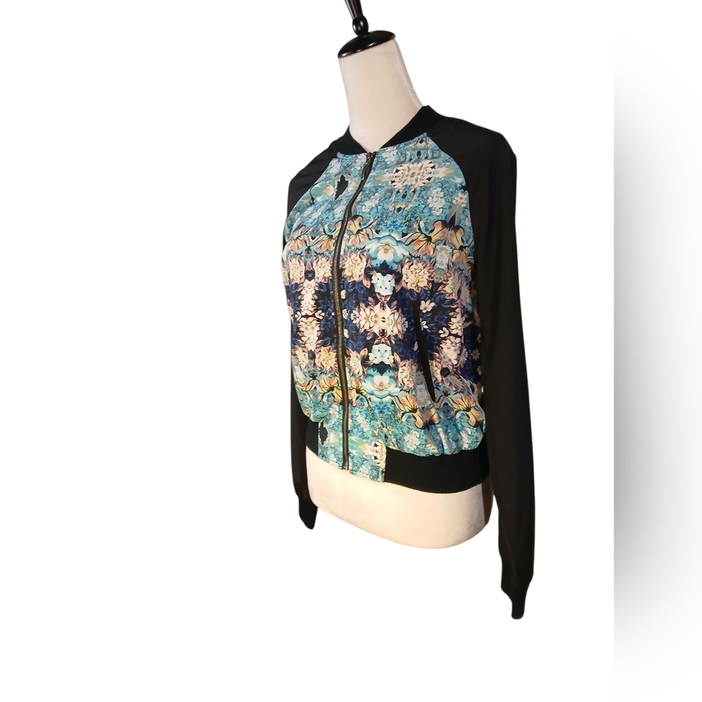 Colorful Zip Up Bomber Style Jacket Size M - Picture 2 of 7